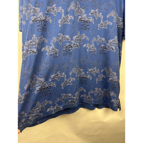 Greg Norman Polo Shirt Blue Palm Tree Print Cotton XL Island Resort Casual - Picture 5 of 8